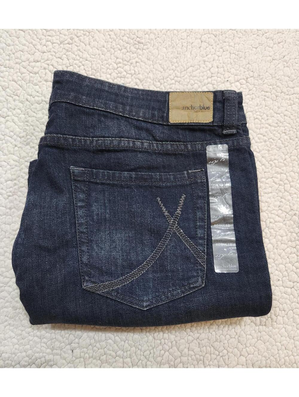 NWT Boot Daisy Anchor Blue Bootcut Jeans Women’s Size 15 Dark Wash Y2K